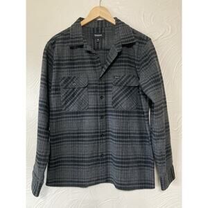 Brixton Mens Bowery Flannel Black & Gray Long Sleeve Button Front Medium